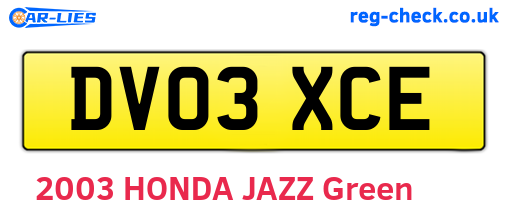 DV03XCE are the vehicle registration plates.