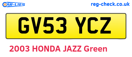 GV53YCZ are the vehicle registration plates.