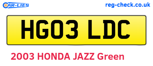 HG03LDC are the vehicle registration plates.