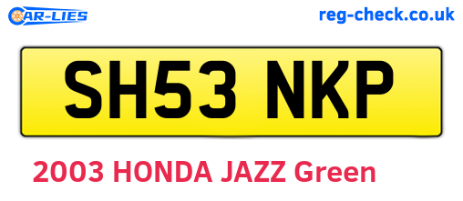 SH53NKP are the vehicle registration plates.