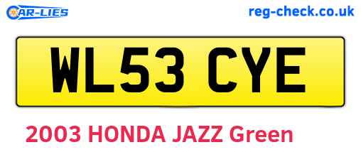 WL53CYE are the vehicle registration plates.