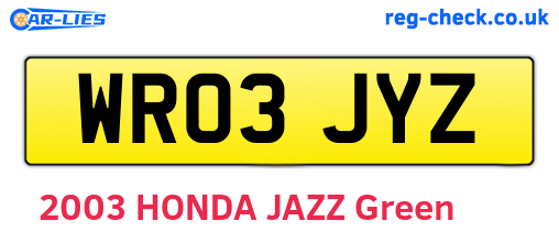 WR03JYZ are the vehicle registration plates.