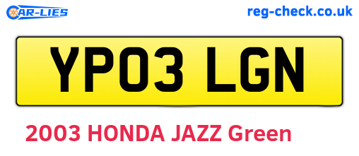 YP03LGN are the vehicle registration plates.