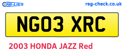 NG03XRC are the vehicle registration plates.