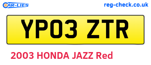 YP03ZTR are the vehicle registration plates.