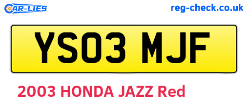 YS03MJF are the vehicle registration plates.