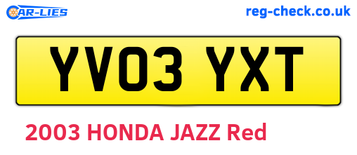 YV03YXT are the vehicle registration plates.