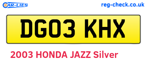DG03KHX are the vehicle registration plates.