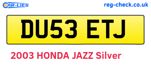 DU53ETJ are the vehicle registration plates.