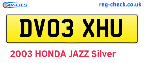 DV03XHU are the vehicle registration plates.