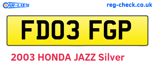 FD03FGP are the vehicle registration plates.