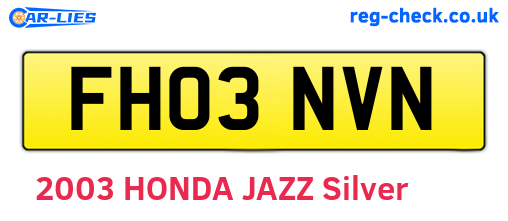FH03NVN are the vehicle registration plates.