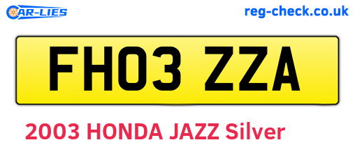 FH03ZZA are the vehicle registration plates.