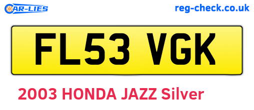 FL53VGK are the vehicle registration plates.