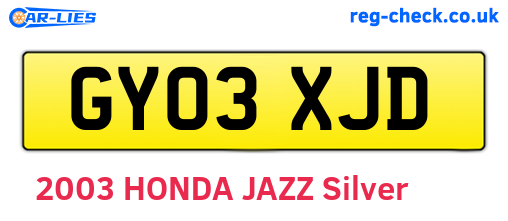 GY03XJD are the vehicle registration plates.