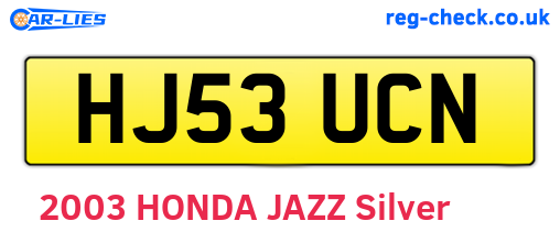 HJ53UCN are the vehicle registration plates.