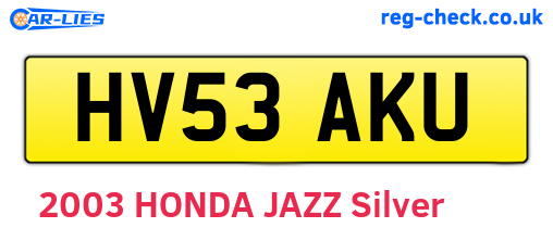 HV53AKU are the vehicle registration plates.
