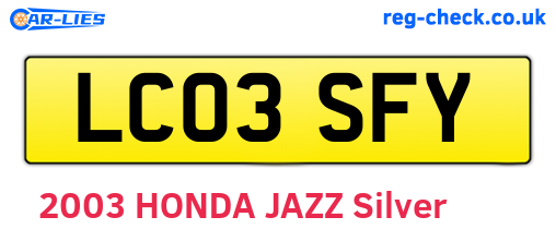 LC03SFY are the vehicle registration plates.