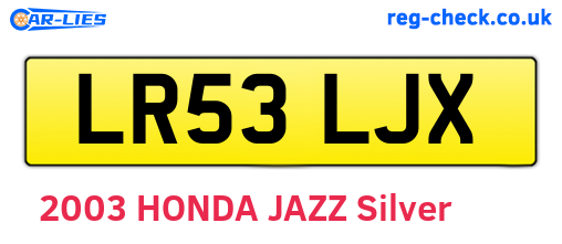 LR53LJX are the vehicle registration plates.