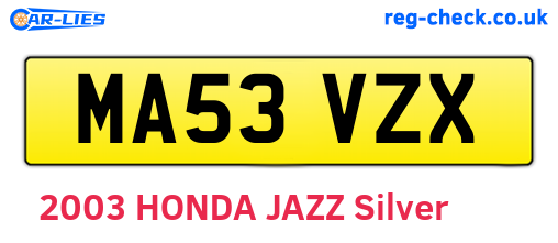 MA53VZX are the vehicle registration plates.
