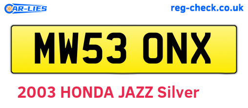 MW53ONX are the vehicle registration plates.
