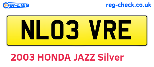 NL03VRE are the vehicle registration plates.