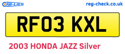RF03KXL are the vehicle registration plates.