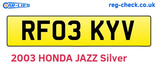 RF03KYV are the vehicle registration plates.
