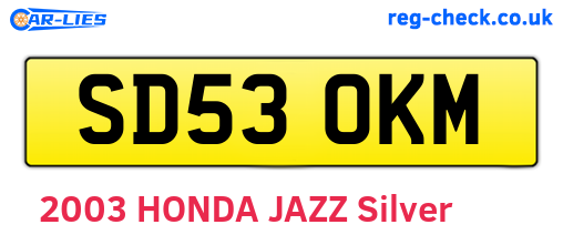 SD53OKM are the vehicle registration plates.