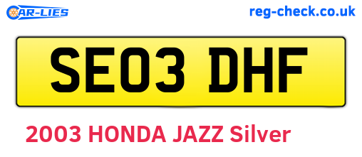 SE03DHF are the vehicle registration plates.