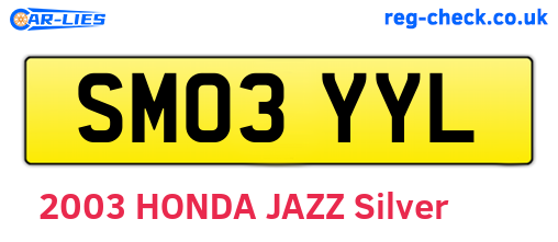 SM03YYL are the vehicle registration plates.