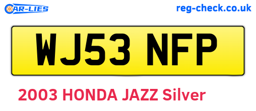 WJ53NFP are the vehicle registration plates.