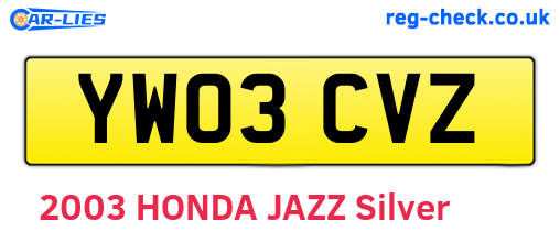 YW03CVZ are the vehicle registration plates.