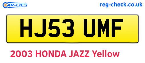 HJ53UMF are the vehicle registration plates.