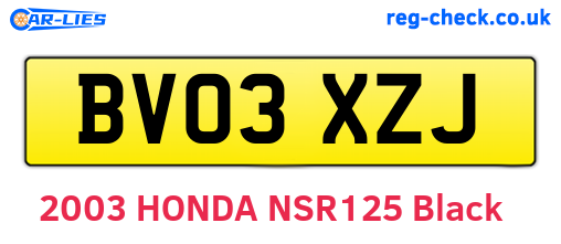 BV03XZJ are the vehicle registration plates.