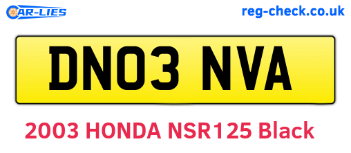 DN03NVA are the vehicle registration plates.