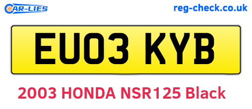 EU03KYB are the vehicle registration plates.