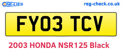 FY03TCV are the vehicle registration plates.