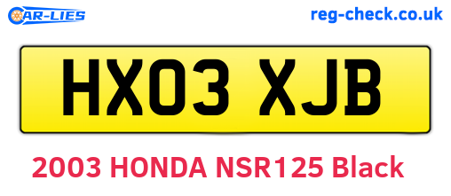 HX03XJB are the vehicle registration plates.