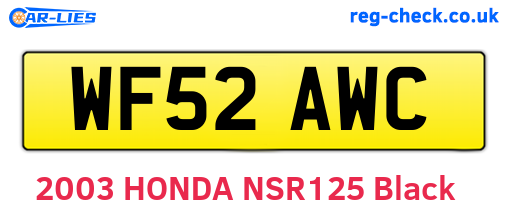WF52AWC are the vehicle registration plates.
