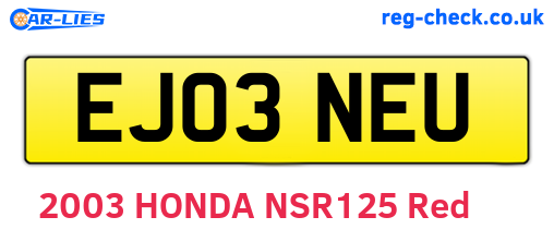 EJ03NEU are the vehicle registration plates.