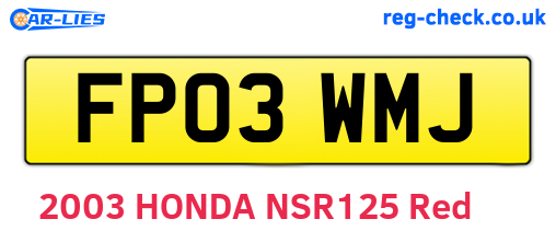 FP03WMJ are the vehicle registration plates.