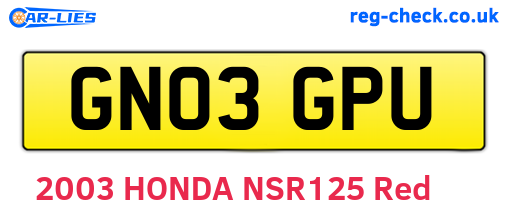 GN03GPU are the vehicle registration plates.