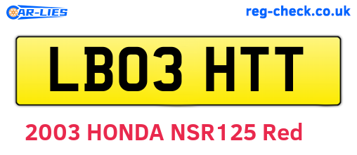 LB03HTT are the vehicle registration plates.