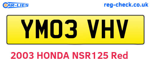 YM03VHV are the vehicle registration plates.