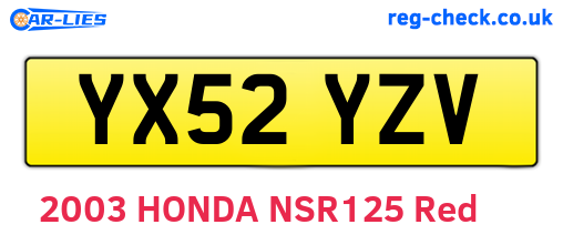 YX52YZV are the vehicle registration plates.