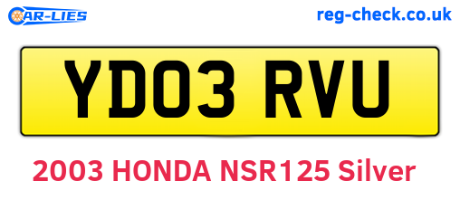 YD03RVU are the vehicle registration plates.
