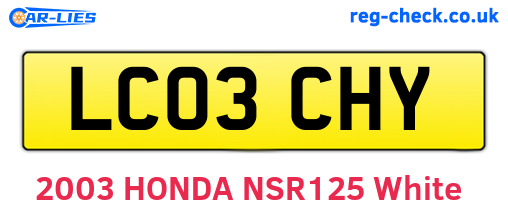 LC03CHY are the vehicle registration plates.