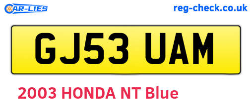 GJ53UAM are the vehicle registration plates.