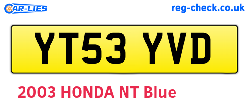 YT53YVD are the vehicle registration plates.